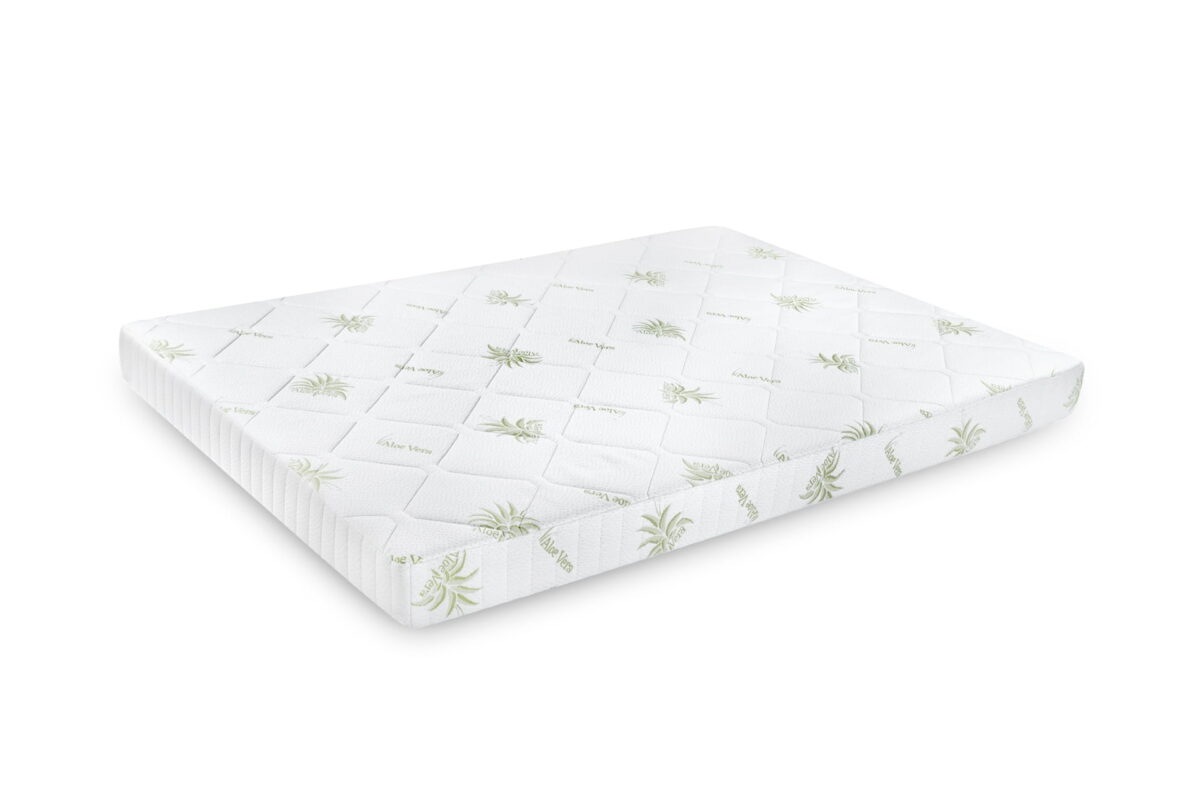 Матрак от полиуретанова пяна SomnART FermiMax Aloe Vera 200x200, височина 15 см, анатомичен, пере се и свалящ се калъф с цип, навит на руло, висока твърдост